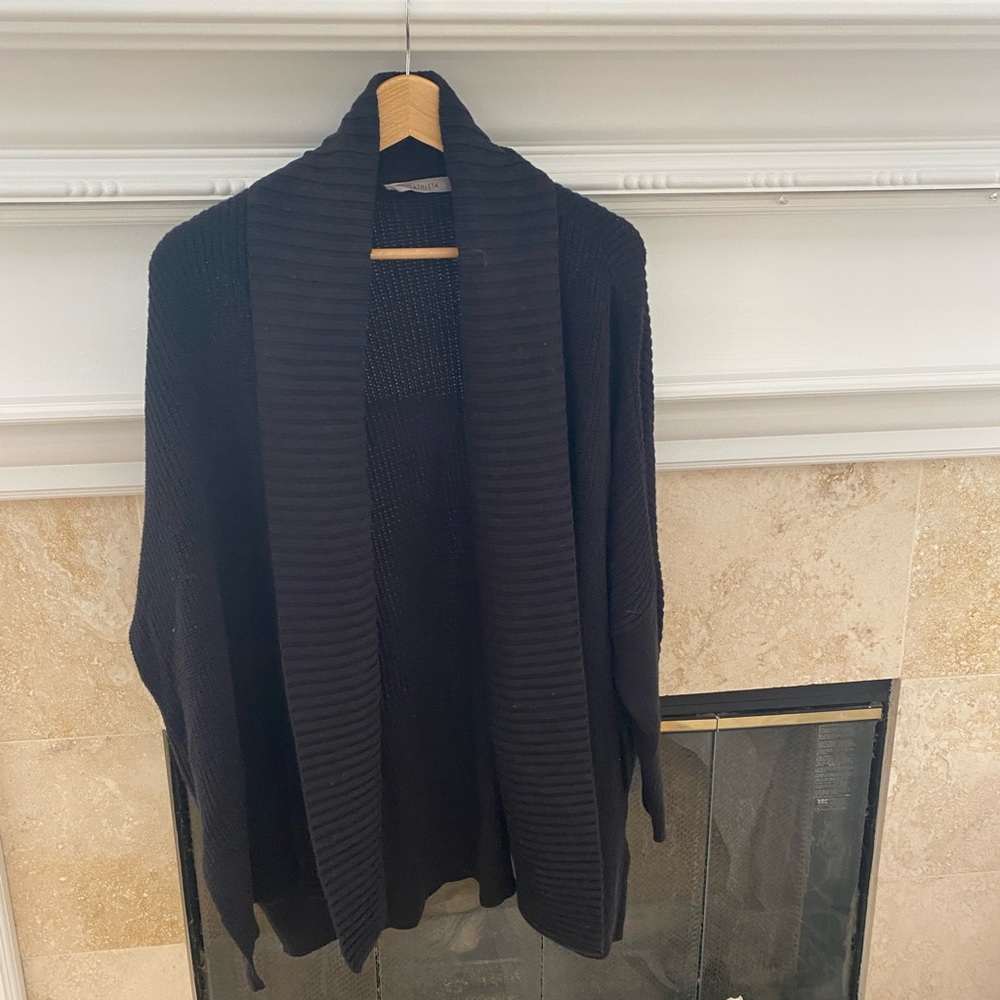 Athleta black Sweater or Shrug, size M long sleeve knit fabric, barely worn.